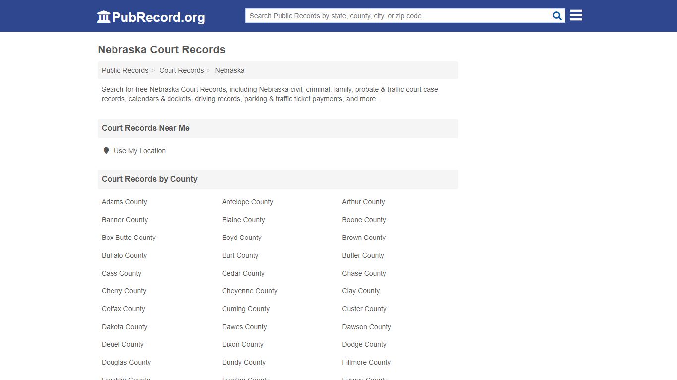 Free Nebraska Court Records - PubRecord.org